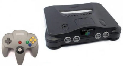 Nintendo 64 in schwarz mit Controller