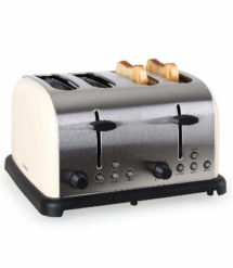 Klarstein Edelstahl Toaster im Retro-Design für Vier Toasts