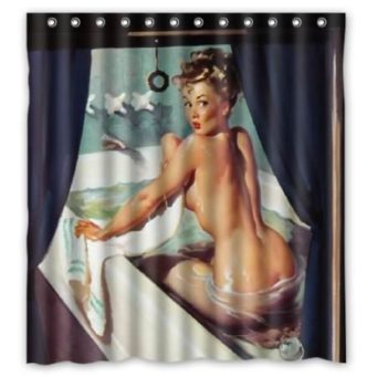 Retro Duschvorhang - PinUp Girl in der Badewanne