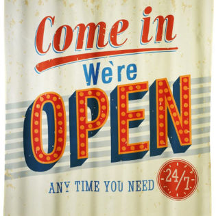 Retro Duschvorhang - We Are Open - American Diner
